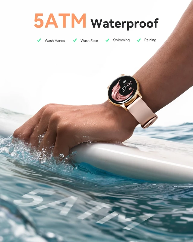 Alt view image 10 of 14 - Smart Watch for Women, 5ATM Waterproof Smartwatch&100+ Sports Modes | for Android and iOS Phones, Fitness Tracker Watch with Heart Rate Monitor Pedometer Sleep Monitor, Pink
