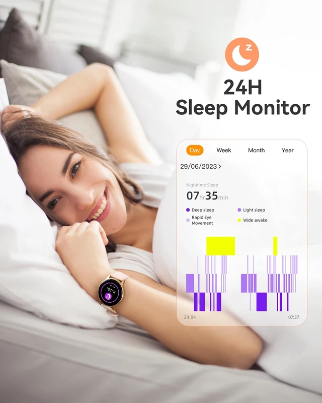 Alt view image 14 of 14 - Smart Watch for Women, 5ATM Waterproof Smartwatch&100+ Sports Modes | for Android and iOS Phones, Fitness Tracker Watch with Heart Rate Monitor Pedometer Sleep Monitor, Pink