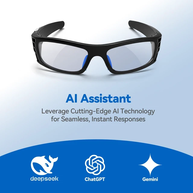 Alt view image 9 of 14 - AI Smart Glasses for Women Men with Real-Time Translation, Music & Hands-Free Calling, AI Vioce Assistant, Photochromic Lens with UV & Blue Light Protection Perfect for Hiking & Cycling