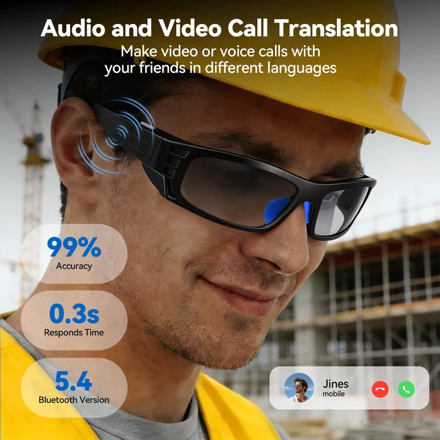 Alt view image 10 of 14 - AI Smart Glasses for Women Men with Real-Time Translation, Music & Hands-Free Calling, AI Vioce Assistant, Photochromic Lens with UV & Blue Light Protection Perfect for Hiking & Cycling