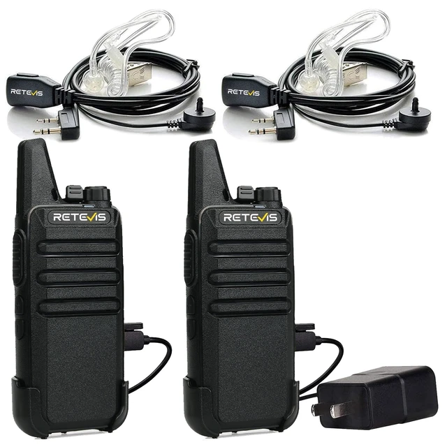 Alt view image 8 of 14 - RT22 Walkie Talkies Long Range Rechargeable with Earpiece (2 Pack) | Slim & Lightweight 2 Way Radio For Camping & Hiking, Pocket-Friendly Antenna, Ready to Use, 10-Hour Battery, USB-C Charging