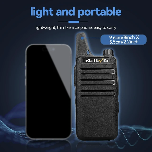 Alt view image 9 of 14 - RT22 Walkie Talkies Long Range Rechargeable with Earpiece (2 Pack) | Slim & Lightweight 2 Way Radio For Camping & Hiking, Pocket-Friendly Antenna, Ready to Use, 10-Hour Battery, USB-C Charging