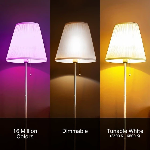 Alt view image 14 of 14 - Multicolor Dimmable Wi-Fi Smart Bulb, A19, KL125P4 | 800LM, 9W, Full Color Changing, Smart Light Bulb Works with Alexa & Google Home, No Hub Required, 4-Pack
