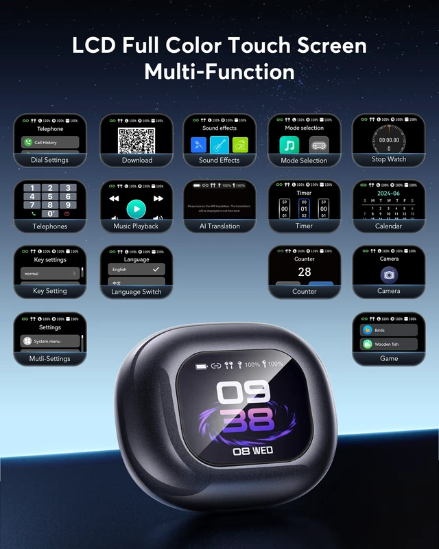 Alt view image 14 of 14 - AI Translation Earbuds 198 Languages Real Time 2-Way Translator Earphones | Bluetooth 6.1 OWS Open-Ear Headphone Comfort, Hi-Fi Music & Call, Smart Touch+App, Gift