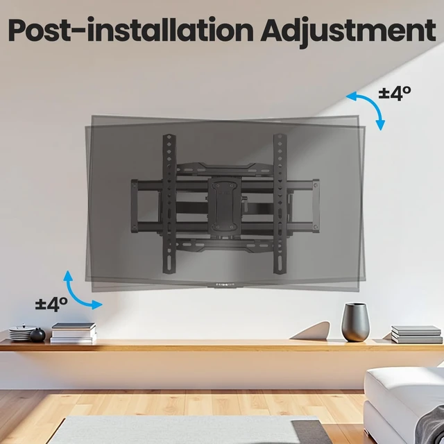 Alt view image 13 of 14 - Full Motion TV Wall Mount Bracket for 65 70 75 85 86 90 inch TVs | UL Listed for 37-90" TV, Hold 132lbs, Swivel +/-45°, Tilt +5/-15°, Level +/-4°, 16.61" Extension, VESA600x400mm, Fit 16" Stud