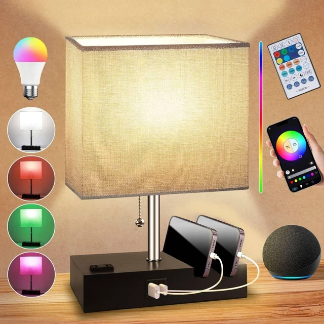 Alt view image 8 of 14 - Smart RGB Dimmable Table Lamp Compatible with Alexa&APP&Remote Control, Gray