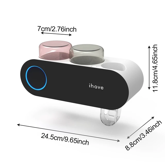 Alt view image 14 of 14 - UV Toothbrush Sanitizer Holder Wall Mount Toothpaste Dispenser, 2-Cup | Auto-Cycle Disinfection Toothbrush Holders for Bathrooms with UV Toothbrush Sanitizer & Toothpaste Dispenser, Breathing Light