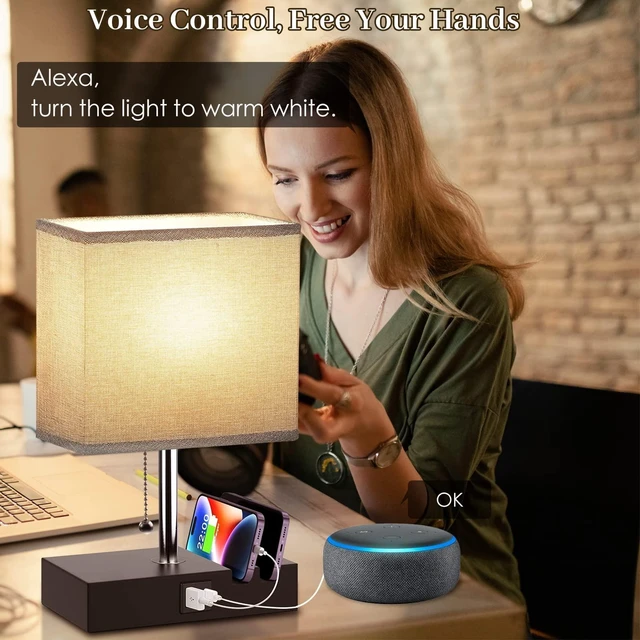 Alt view image 9 of 14 - Smart RGB Dimmable Table Lamp Compatible with Alexa&APP&Remote Control, Gray