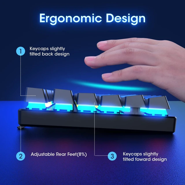 Alt view image 13 of 14 - Mechanical Gaming Keyboard, RGB 104 Keys Ultra-Slim LED Backlit USB Wired Keyboard with Blue Switch, Durable Abs Keycaps/Anti-Ghosting/Spill-Resistant Computer Keyboard for PC Mac Xbox Gamer