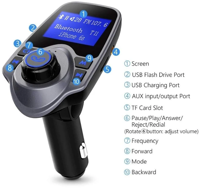 Alt view image 9 of 14 - T11 Wireless Bluetooth FM Transmitter Handsfree Car Kit MP3 Player Wireless Bluetooth Adapter with Dual USB Port Car Kit