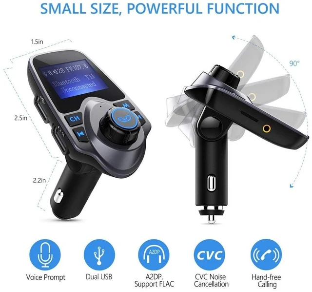 Alt view image 12 of 14 - T11 Wireless Bluetooth FM Transmitter Handsfree Car Kit MP3 Player Wireless Bluetooth Adapter with Dual USB Port Car Kit