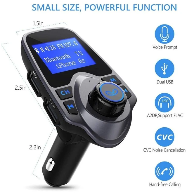 Alt view image 10 of 14 - T11 Wireless Bluetooth FM Transmitter Handsfree Car Kit MP3 Player Wireless Bluetooth Adapter with Dual USB Port Car Kit