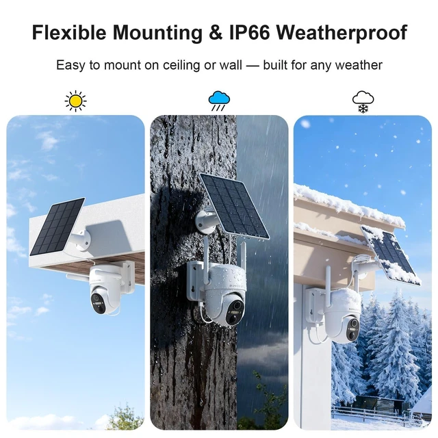 Alt view image 12 of 14 - 360° View WiFi Solar Security Cameras Wireless Outdoor | Outdoor Cameras for Home Security, 2K Color Night Vision, Free Cloud Storage, AI Motion Detection, Instant Alert, 2-Way Audio