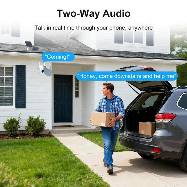 Alt view image 14 of 14 - 360° View WiFi Solar Security Cameras Wireless Outdoor | Outdoor Cameras for Home Security, 2K Color Night Vision, Free Cloud Storage, AI Motion Detection, Instant Alert, 2-Way Audio