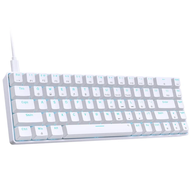Alt view image 8 of 14 - 60% Gaming Mechanical Keyboard,Ultra Compact Mini 68 Key with Red Switches Wired Keyboard,Anti-Ghosting Keys, for Windows Laptops and PC Gamers,White