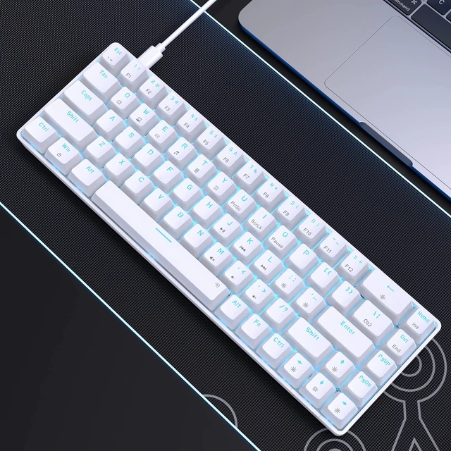 Alt view image 14 of 14 - 60% Gaming Mechanical Keyboard,Ultra Compact Mini 68 Key with Red Switches Wired Keyboard,Anti-Ghosting Keys, for Windows Laptops and PC Gamers,White