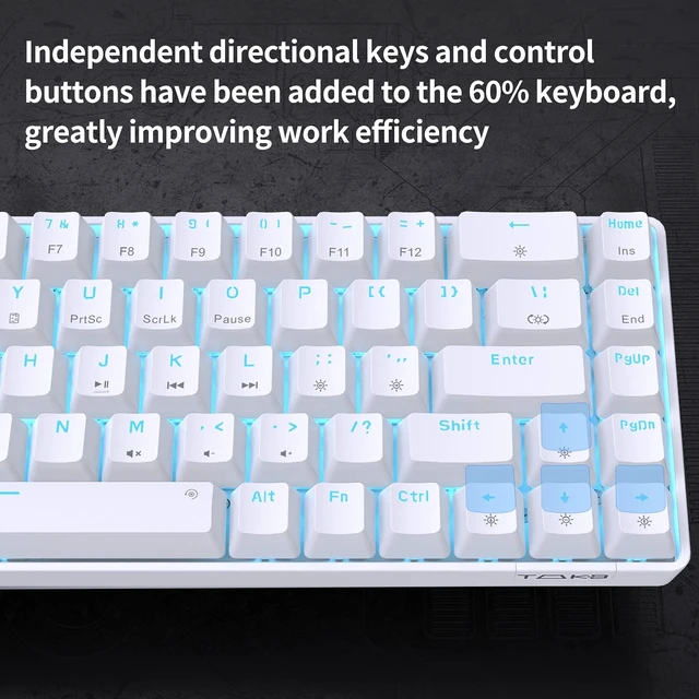 Alt view image 11 of 14 - 60% Gaming Mechanical Keyboard,Ultra Compact Mini 68 Key with Red Switches Wired Keyboard,Anti-Ghosting Keys, for Windows Laptops and PC Gamers,White