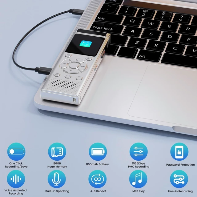 Alt view image 14 of 14 - 136GB Digital Voice Recorder with Playback,9775 Hours Audio Record | Voice Activated Recording Device with Noise Reduction,A-B Repeat,MP3 Player,Password for Lecture Meeting/Classes/Interviews