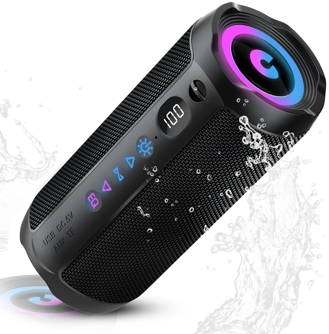 Alt view image 8 of 14 - Portable Bluetooth Speaker, Bluetooth 5.4 Speaker, Dual Speaker with LED Display, Deep Bass,25H Playtime, Colorful RGB Lights,IPX7 Waterproof,TWS pairing for Outdoor/Home/Party/Travel,Gift Ideas