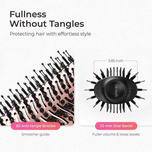 Alt view image 13 of 14 - Hair Dryer Brush Blow Dryer Brush in One, 4 in 1 Hairdryer and Styler | Volumizer with Oval Titanium Barrel, 60M Ionic Hot Air Straightener for Smooth Frizz-Free Salon Blowout, Gold, 2.85 Inch