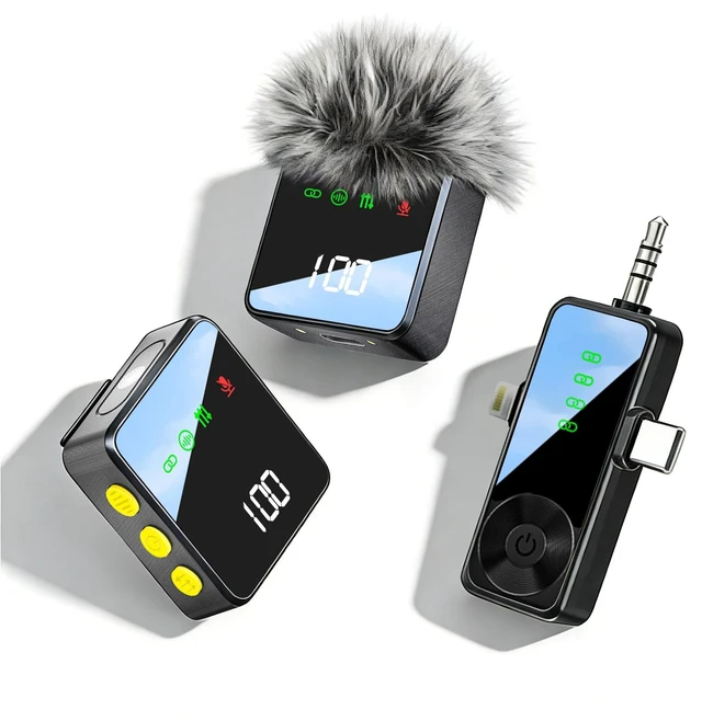Alt view image 8 of 14 - Wireless Lavalier Microphone for iPhone, Android & Camera - Black | Mini Mic with Digital Display & Noise Reduction, 20H Battery Life, Mics for Video Recording, TikTok, YouTube, Vlogging(Black)