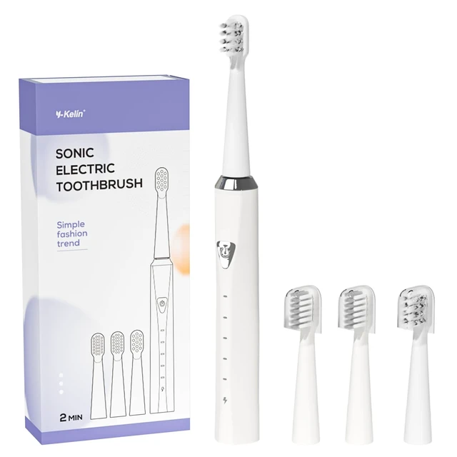 Alt view image 7 of 12 - V-Shaped Orthodontic Electric Toothbrush for Braces, Sonic Toothbrush with 2 Concave Replacement Heads and 2 Convex Replacement Heads, Soft Bristle, 5 Modes IPX7 Waterproof (White)