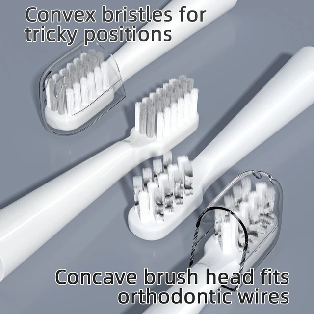 Alt view image 11 of 12 - V-Shaped Orthodontic Electric Toothbrush for Braces, Sonic Toothbrush with 2 Concave Replacement Heads and 2 Convex Replacement Heads, Soft Bristle, 5 Modes IPX7 Waterproof (White)