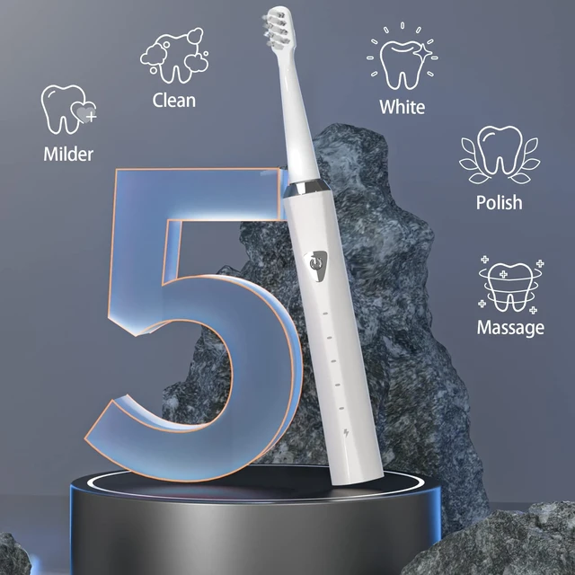 Alt view image 8 of 12 - V-Shaped Orthodontic Electric Toothbrush for Braces, Sonic Toothbrush with 2 Concave Replacement Heads and 2 Convex Replacement Heads, Soft Bristle, 5 Modes IPX7 Waterproof (White)