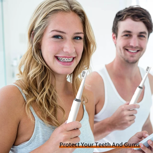 Alt view image 12 of 12 - V-Shaped Orthodontic Electric Toothbrush for Braces, Sonic Toothbrush with 2 Concave Replacement Heads and 2 Convex Replacement Heads, Soft Bristle, 5 Modes IPX7 Waterproof (White)