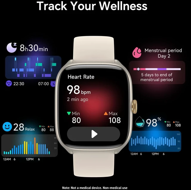 Alt view image 12 of 14 - Smart Watch for Women(Answer/Call), AMOLED Fitness Watch for Women | Smart Watches for Android iPhone Compatible, with 24/7 Heart Rate/Sleep Monitor, 3 ATM Waterproof, 110+ Sport Modes, AI Voice