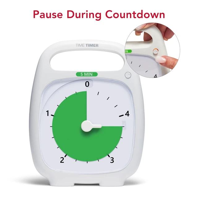 Alt view image 11 of 12 - PLUS 5 Minute Desk Visual Timer - Countdown Timer with Portable Handle for Classroom, Office, Homeschooling, Study Tool with Silent Operation (White)