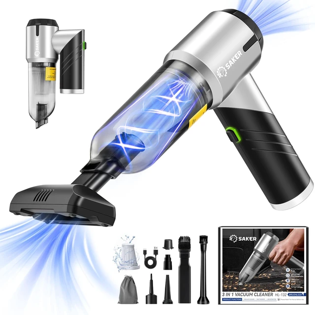 Alt view image 8 of 14 - Handheld Car Vacuum Portable Cordless17000Pa HL132 Black | Mini Car Vacuum with Brushless Motor,Air Duster Blower,Rechargeable Foldable Vacuum Cleaner,for Home, Office Pet,Gifts