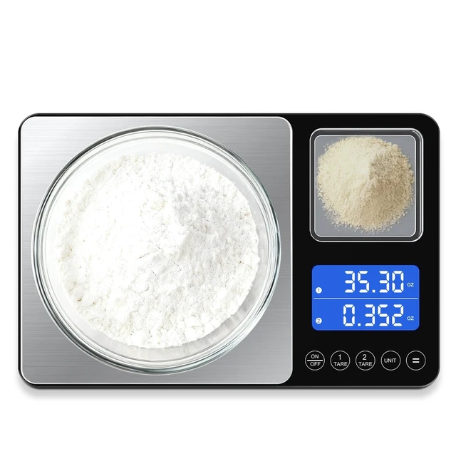 Alt view image 8 of 14 - Digital Dual Platform Kitchen Scale, 33 lb Large & 1.1 lb Mini Food Scale with Dual-Line LCD Display, Stainless Steel, High Precision for Baking, Cooking, and Meal Prep