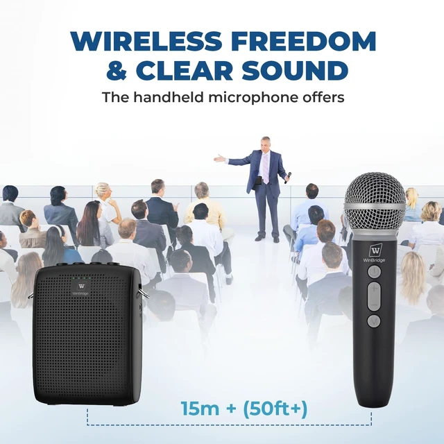 Alt view image 9 of 14 - Wireless Voice Amplifier with Microphone for Teachers,Tour Guides | Portable PA System with Wireless Handheld Mic, Bluetooth Speaker for Classroom, Public Speaking & Outdoor Events WB009