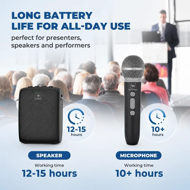 Alt view image 10 of 14 - Wireless Voice Amplifier with Microphone for Teachers,Tour Guides | Portable PA System with Wireless Handheld Mic, Bluetooth Speaker for Classroom, Public Speaking & Outdoor Events WB009
