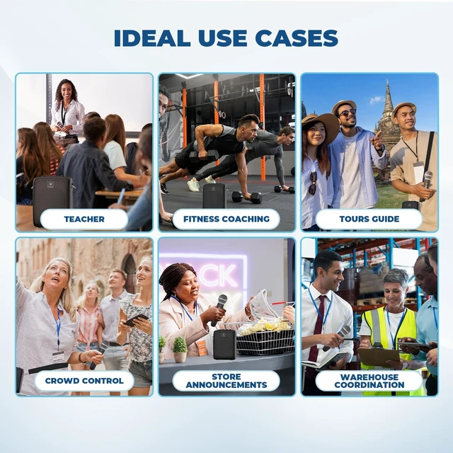Alt view image 13 of 14 - Wireless Voice Amplifier with Microphone for Teachers,Tour Guides | Portable PA System with Wireless Handheld Mic, Bluetooth Speaker for Classroom, Public Speaking & Outdoor Events WB009
