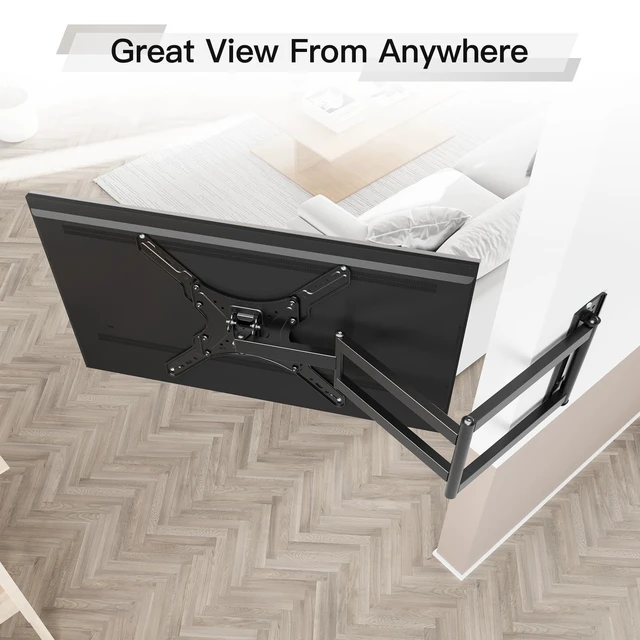 Alt view image 10 of 14 - Long Arm TV Mount for 2665" TVs, 37.4" Extension, Max VESA 400x400 | Full motion swivel & tilt, durable cornerfriendly TV mount bracket, holds up to 77 lbs for household flatscreen TVs