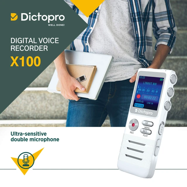 Alt view image 10 of 14 - X100 - Voice Activated Digital Recorder, Ultra Sensitive Dual Mics | 8GB, 700H Storage, Noise Reduction Dictophone, Portable Audio Recording for Lectures, Meetings, Interviews, Work, Doctors