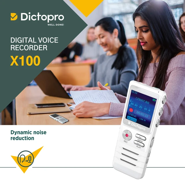 Alt view image 11 of 14 - X100 - Voice Activated Digital Recorder, Ultra Sensitive Dual Mics | 8GB, 700H Storage, Noise Reduction Dictophone, Portable Audio Recording for Lectures, Meetings, Interviews, Work, Doctors