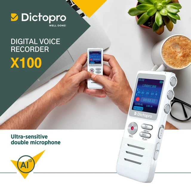 Alt view image 14 of 14 - X100 - Voice Activated Digital Recorder, Ultra Sensitive Dual Mics | 8GB, 700H Storage, Noise Reduction Dictophone, Portable Audio Recording for Lectures, Meetings, Interviews, Work, Doctors