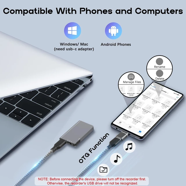 Alt view image 9 of 14 - 64GB Magnetic Voice Activated Recorder - 40 Hours Continuous Recording Device with AI-Intelligent Triple Noise Reduction - Portable Audio Recorder Device for Lectures Meetings Interviews