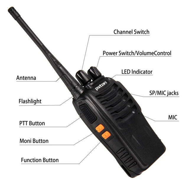 Alt view image 12 of 14 - Walkie Talkies Rechargeable Long Range Two-Way Radios with Earpieces,2-Way Radios UHF Handheld Transceiver Walky Talky with Flashlight Li-ion Battery and Charger2 Pack