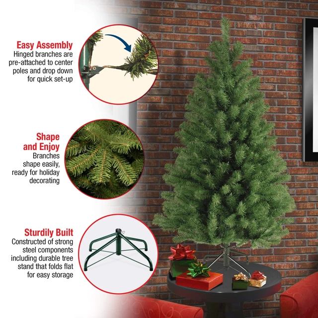 Alt view image 8 of 8 - 4ft Unlit North Valley Spruce Mini Christmas Tree | 307 Tips, Includes Stand, Artificial, Green