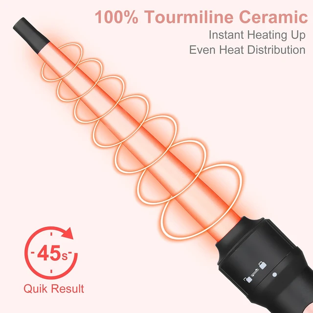 Alt view image 11 of 14 - Wand Curling Iron Hair Crimper Tool, Large 3 Barrels (0.35" - 1.25" Ceramic Barrel) Hair Wand Curler for Women Beach Waves Instant Heat Multi-Size Hair Waver 5-in-1 Curling Wand Set