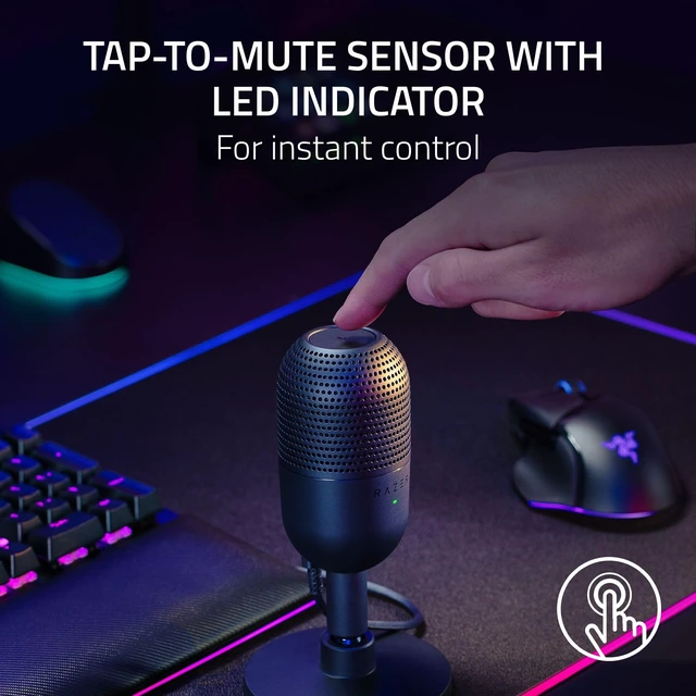 Alt view image 11 of 14 - Seiren V3 Mini USB Microphone, Supercardioid Condenser Mic, Black | Tap-to-Mute Sensor with LED Indicator, Shock Absorber, Ultra Compact, Works with OBS, Discord, Zoom, Teams