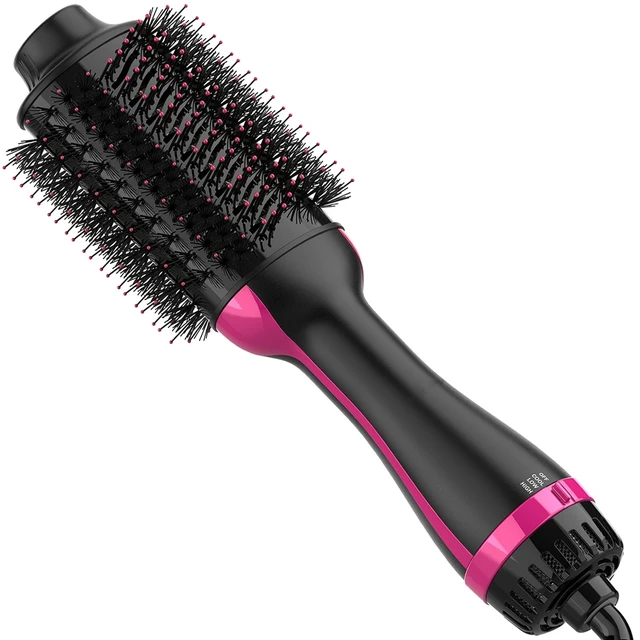 Alt view image 8 of 14 - Hair Dryer Brush, 4 in 1 One Step Hair Dryer and Styler Volumizer, Professional Hot Air Brush with Negative Ion Anti-frizz Blowout for Drying, Straightening, Salon, Black Pink