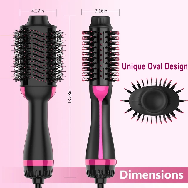 Alt view image 13 of 14 - Hair Dryer Brush, 4 in 1 One Step Hair Dryer and Styler Volumizer, Professional Hot Air Brush with Negative Ion Anti-frizz Blowout for Drying, Straightening, Salon, Black Pink