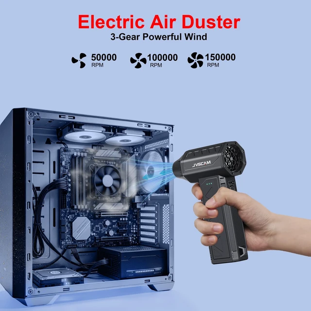 Alt view image 12 of 14 - Compressed Air Duster&Vacuum Cleaner, 3-in-1 150000RPM Cordless Air Blower | Car Vacuum Cleaner with Brushless Motor Rechargeable 3-Speed,multiple nozzles for Computer Keyboard Home