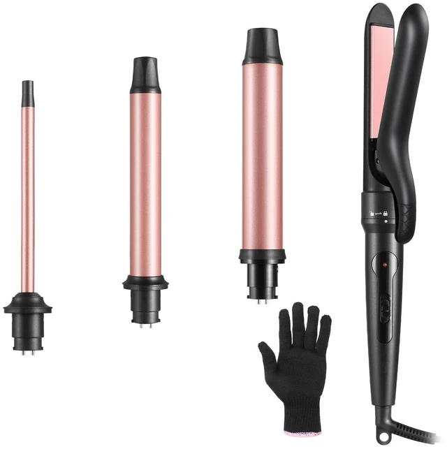 Alt view image 8 of 14 - 4 in 1 Curling Iron with Interchangeable Ceramic Barrels (0.35"-1.25"), Curling Wand Set with Flat Iron Hair Straightener, Dual Voltage Hair Curler, 2 Temps Fast Heat Hair Waver Curler