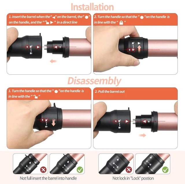 Alt view image 12 of 14 - 4 in 1 Curling Iron with Interchangeable Ceramic Barrels (0.35"-1.25"), Curling Wand Set with Flat Iron Hair Straightener, Dual Voltage Hair Curler, 2 Temps Fast Heat Hair Waver Curler